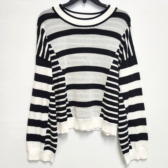 Marc Aurel Women's Black & White Striped Long Sleeved Sweater Size 36 - Picture 1 of 9